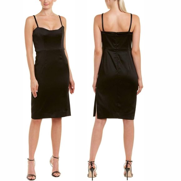NWT Milly Tara Sheath Mini Cocktail Dress Bodycon Black Strap Sz 2 Blush - Picture 2 of 8